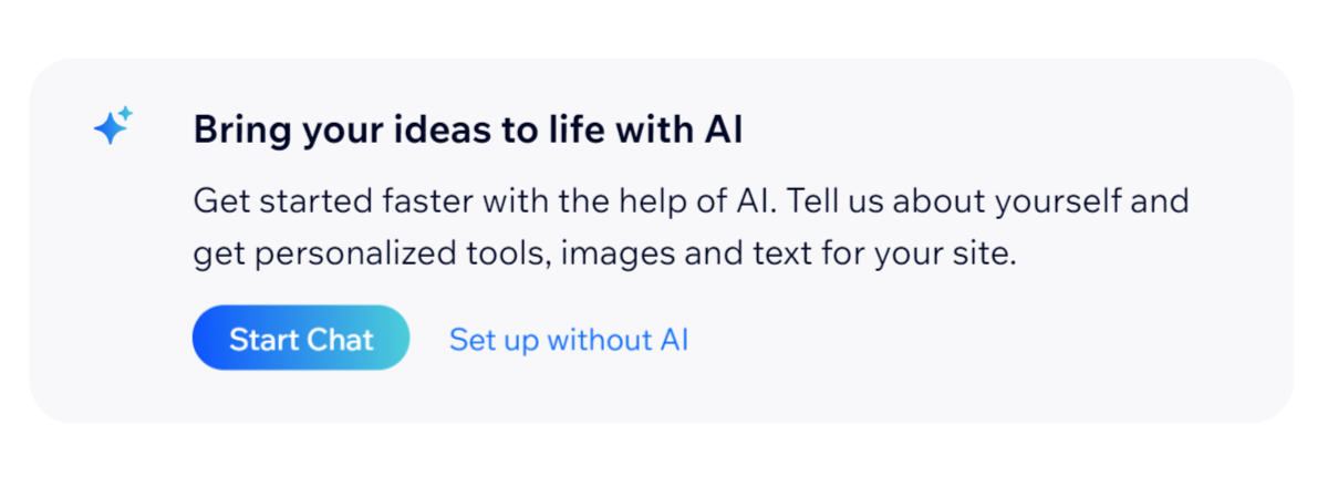 Wix's AI onboarding question