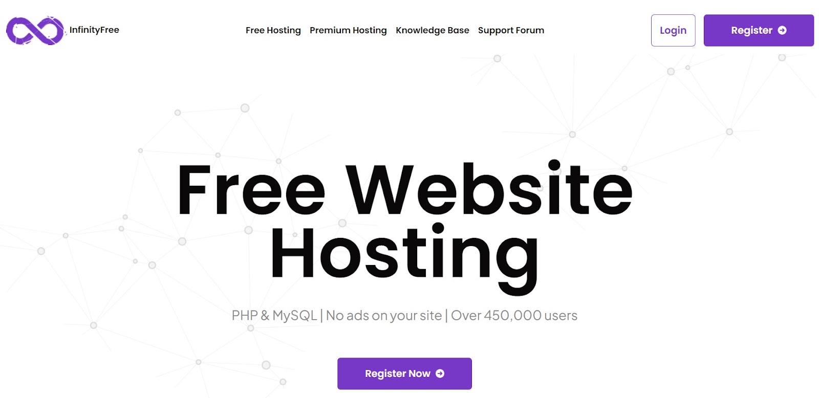 InfinityFree free web hosting landing page