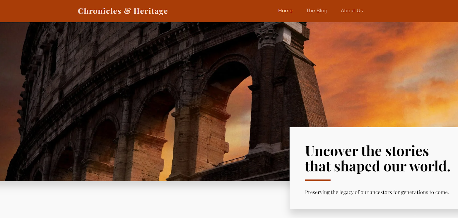 SITE123's 'Chronicles and Heritage' template