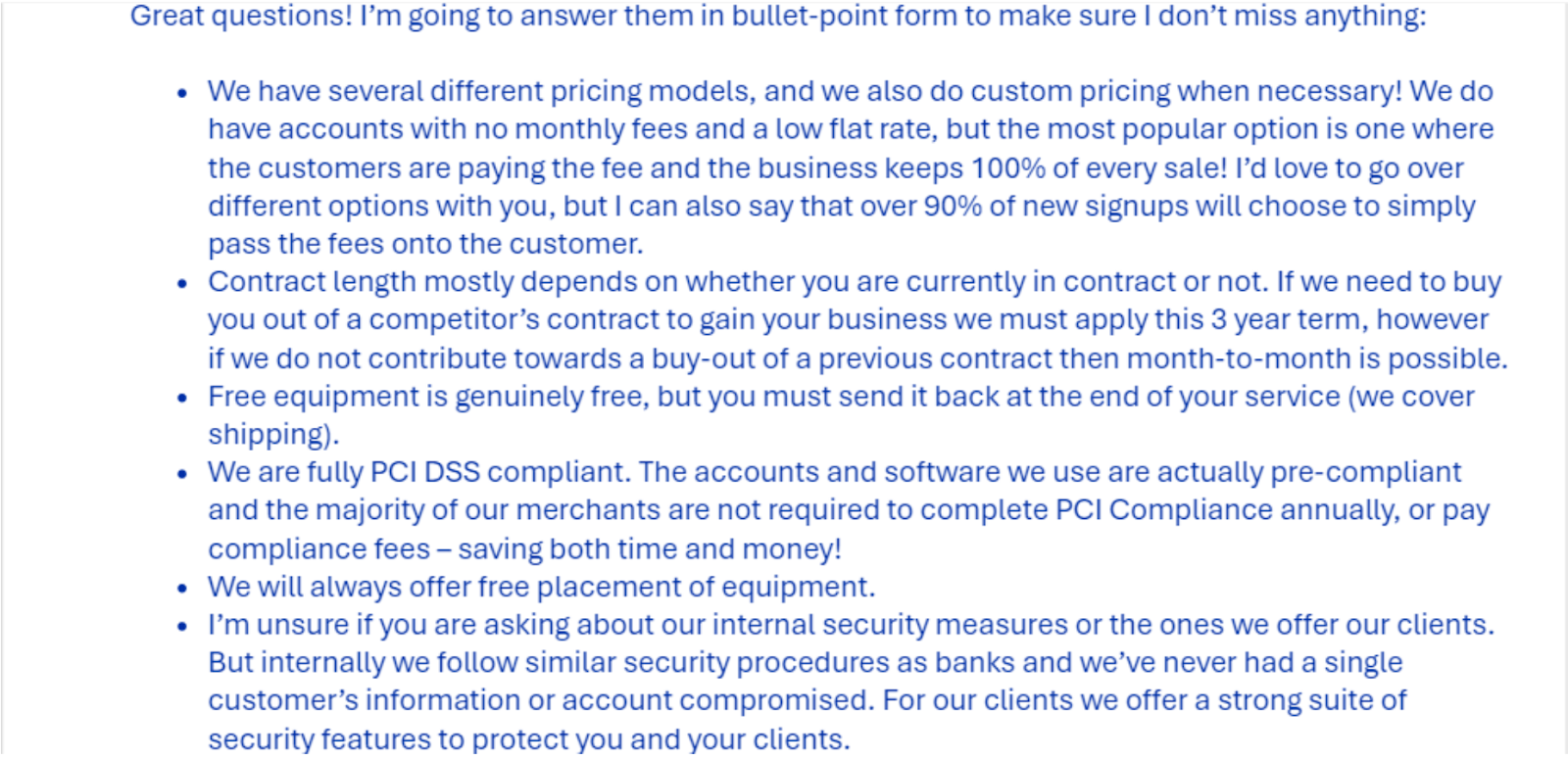 Sekure Payment Experts' email support conversation