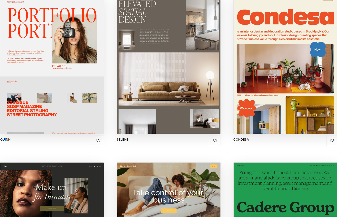 Squarespace template gallery