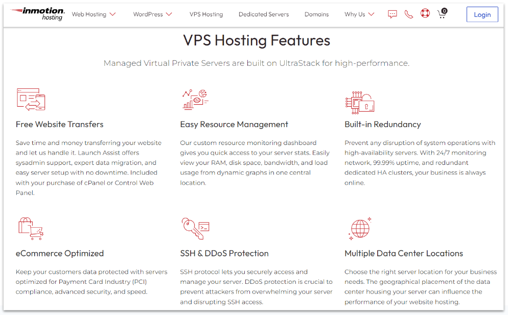 InMotion Hosting VPS hosting features