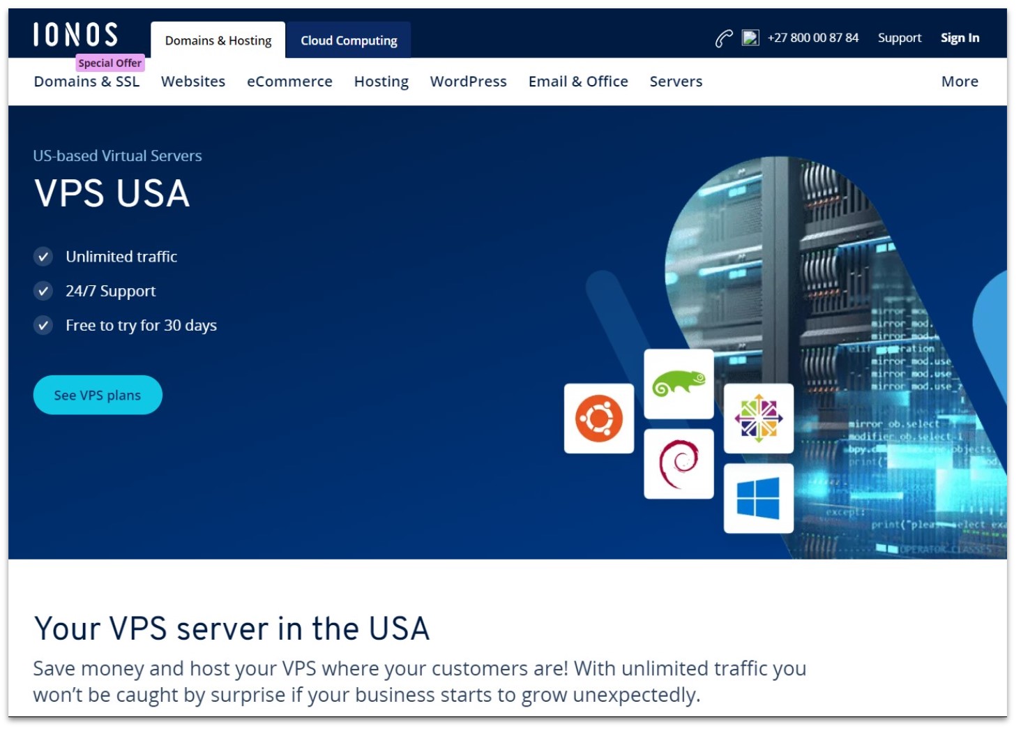 IONOS 30-day free trial USA offer landing page