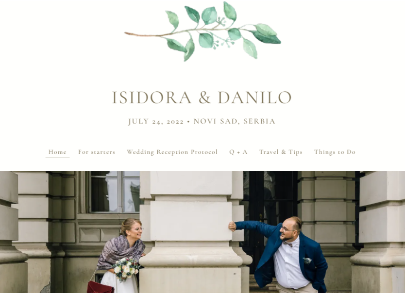 Isidora & Danilo Wedding Website Homepage