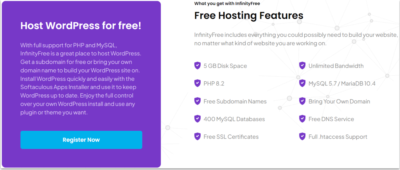 InfinityFree Free Hosting Features
