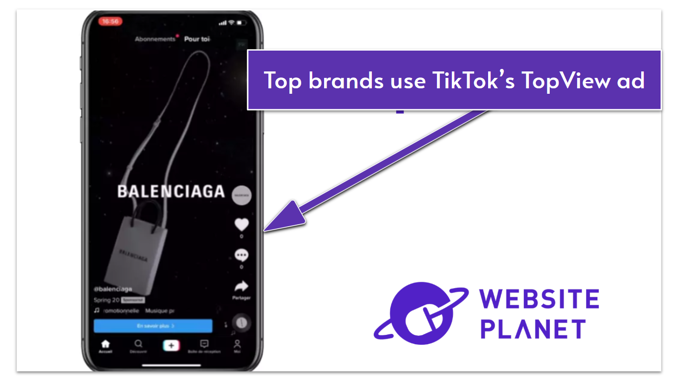 TikTok's TopView ad format example