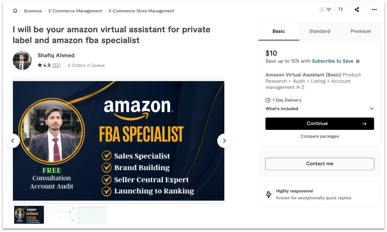 Freelance Amazon FBA expert Shafiq Ahmed profile on Fiverr