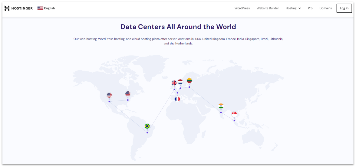 Hostinger data center locations graphic