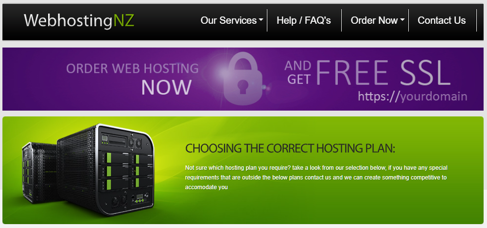 WebhostingNZ home page