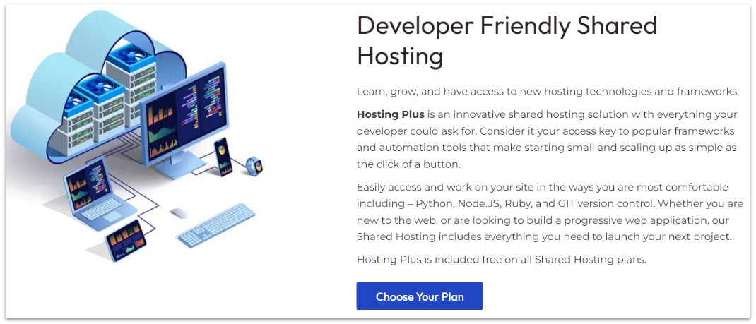 InMotion Hosting shared hosting with developer-friendly features