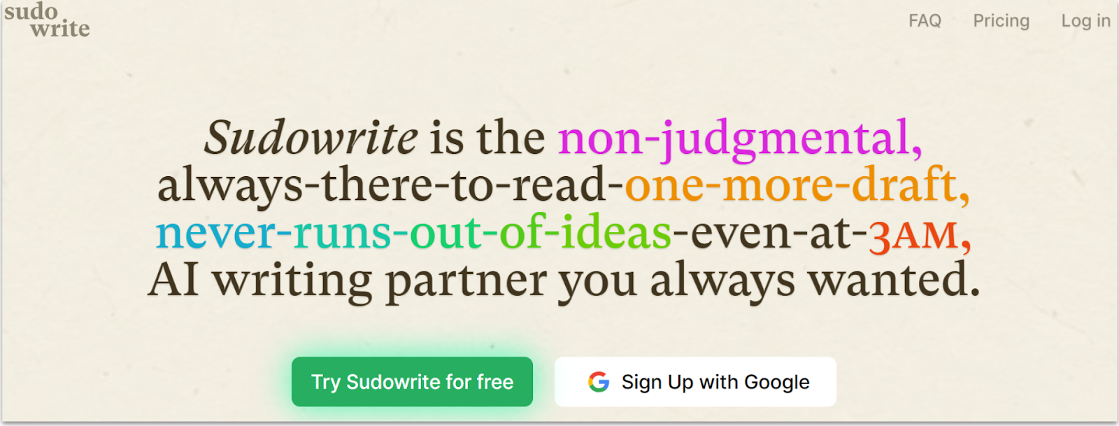 Sudowrite homepage