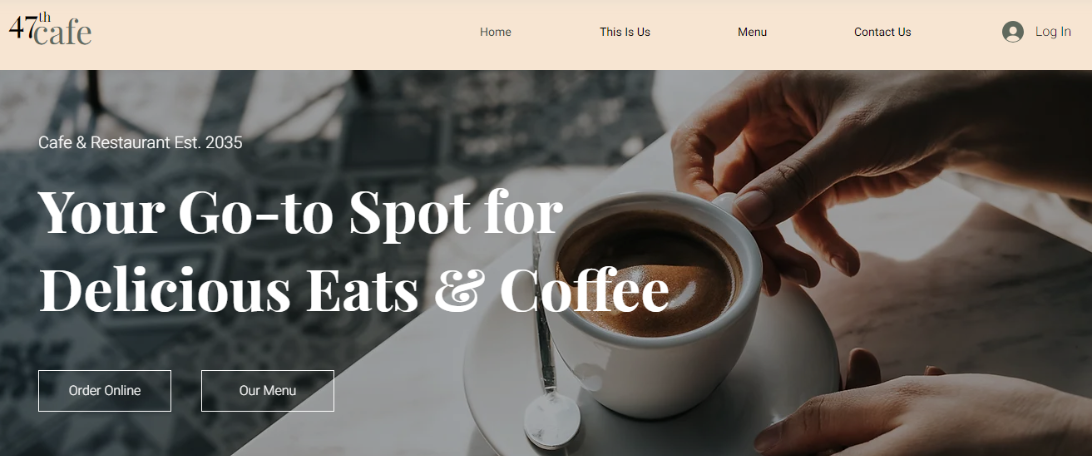 Wix Cafe Template Homepage