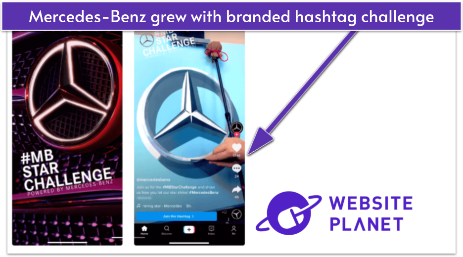 Mercedes TikTok branded hashtag challenge ad