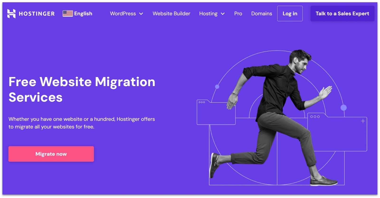 Hostinger free website migration landing page