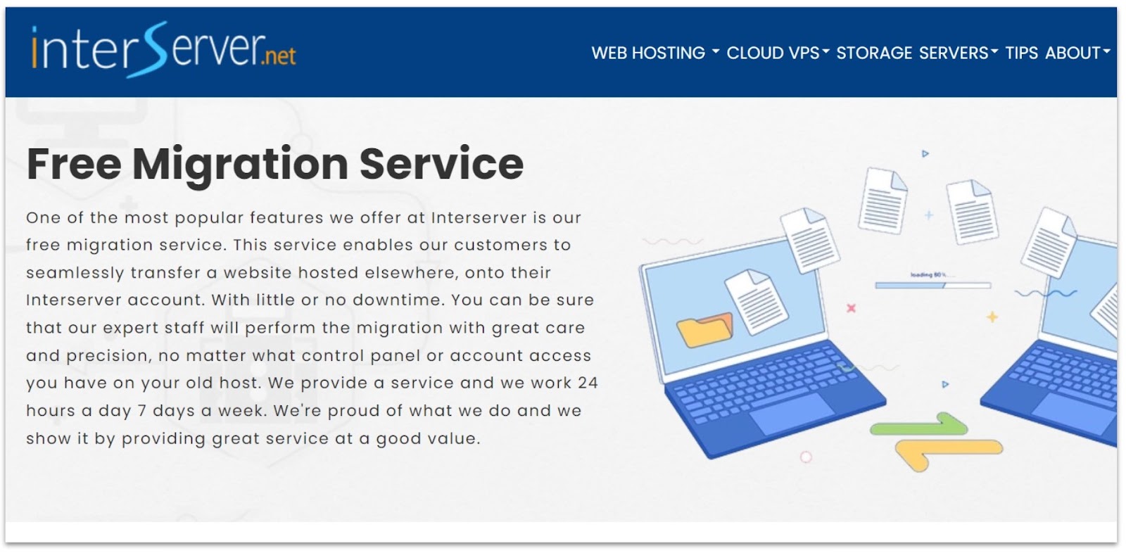 InterServer free website migration services