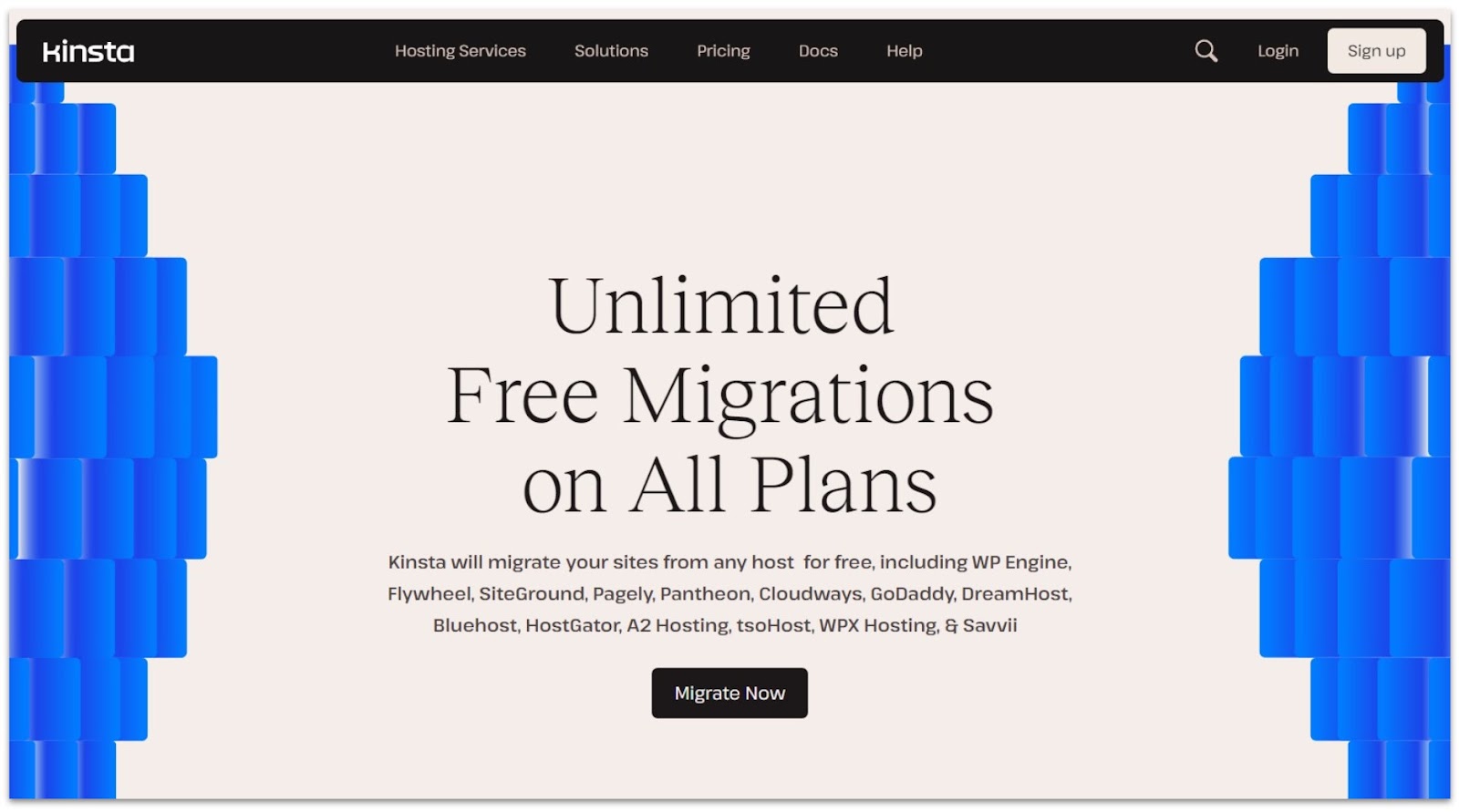 Kinsta unlimited free site migration services