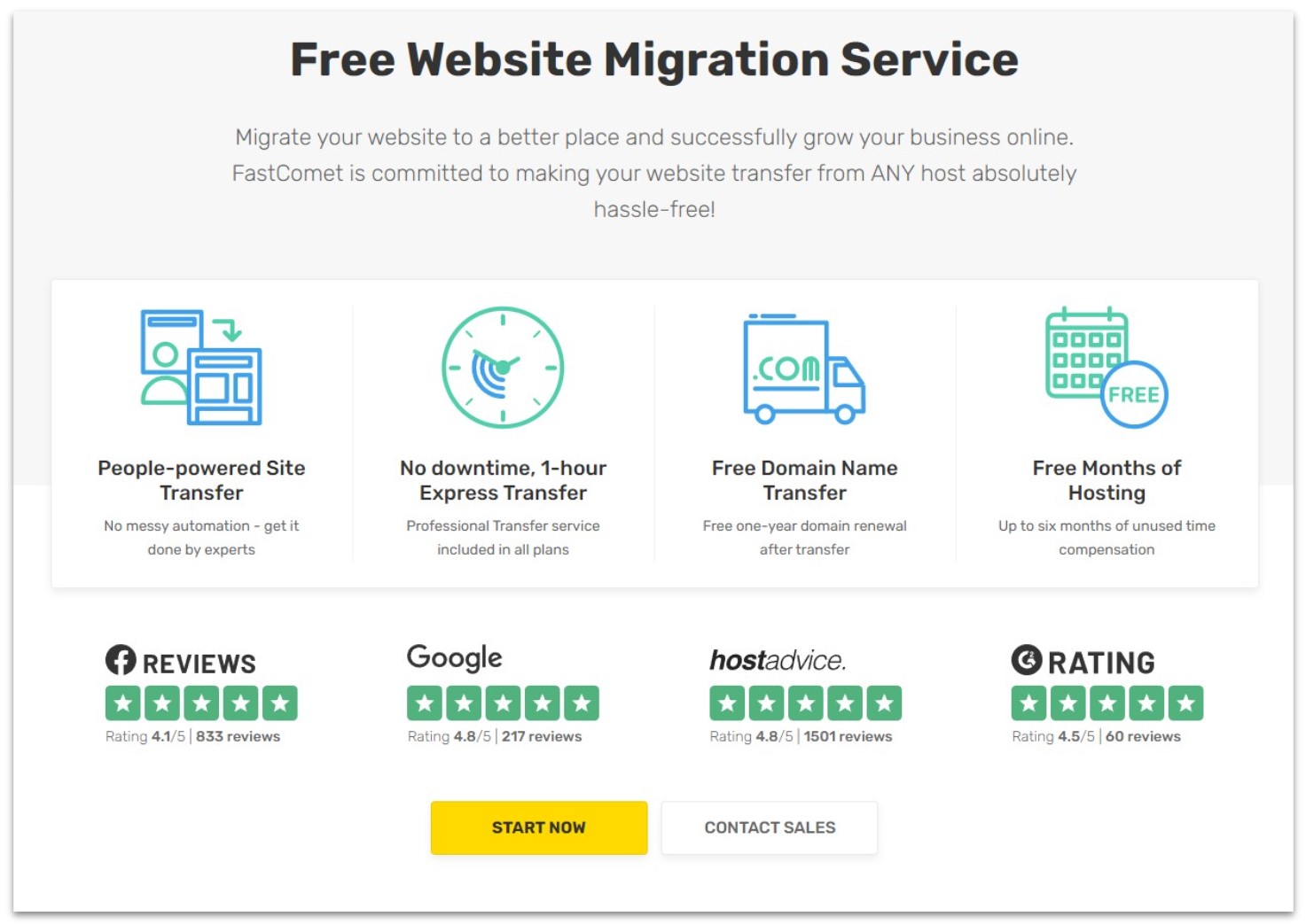 FastComet hosting's free website migration services