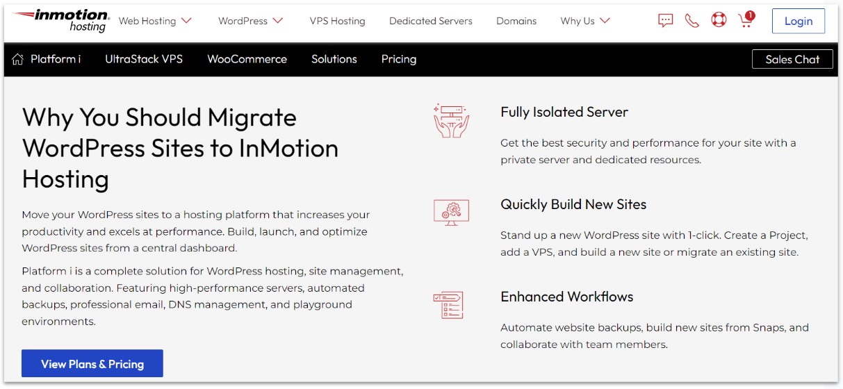 InMotion Hosting WordPress migration benefits