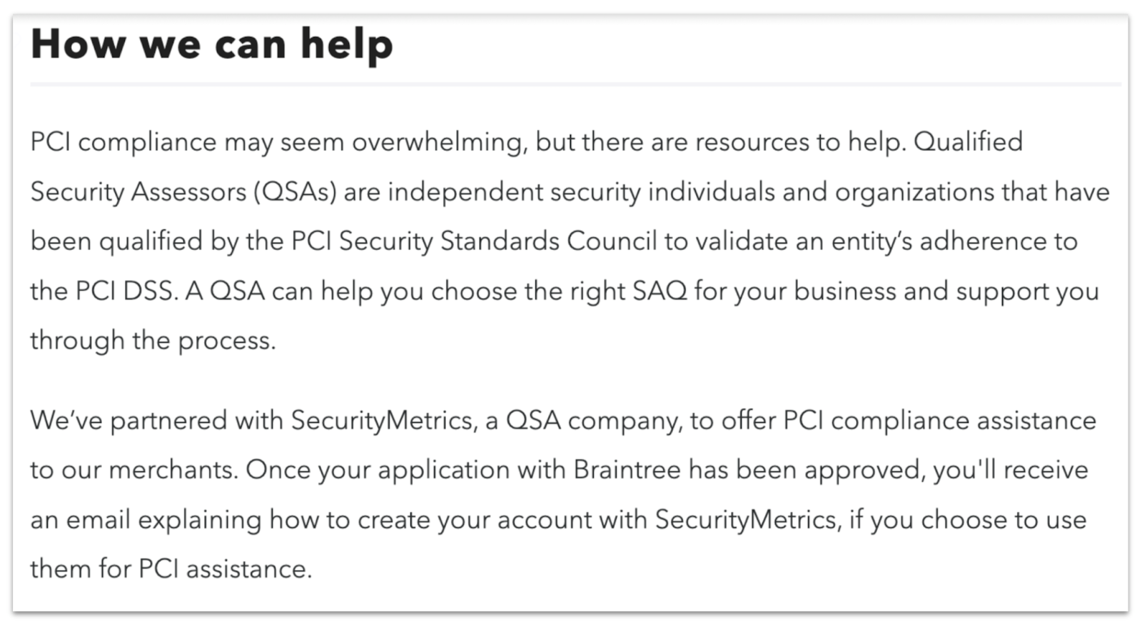Braintree's partnership with SecurityMetrics