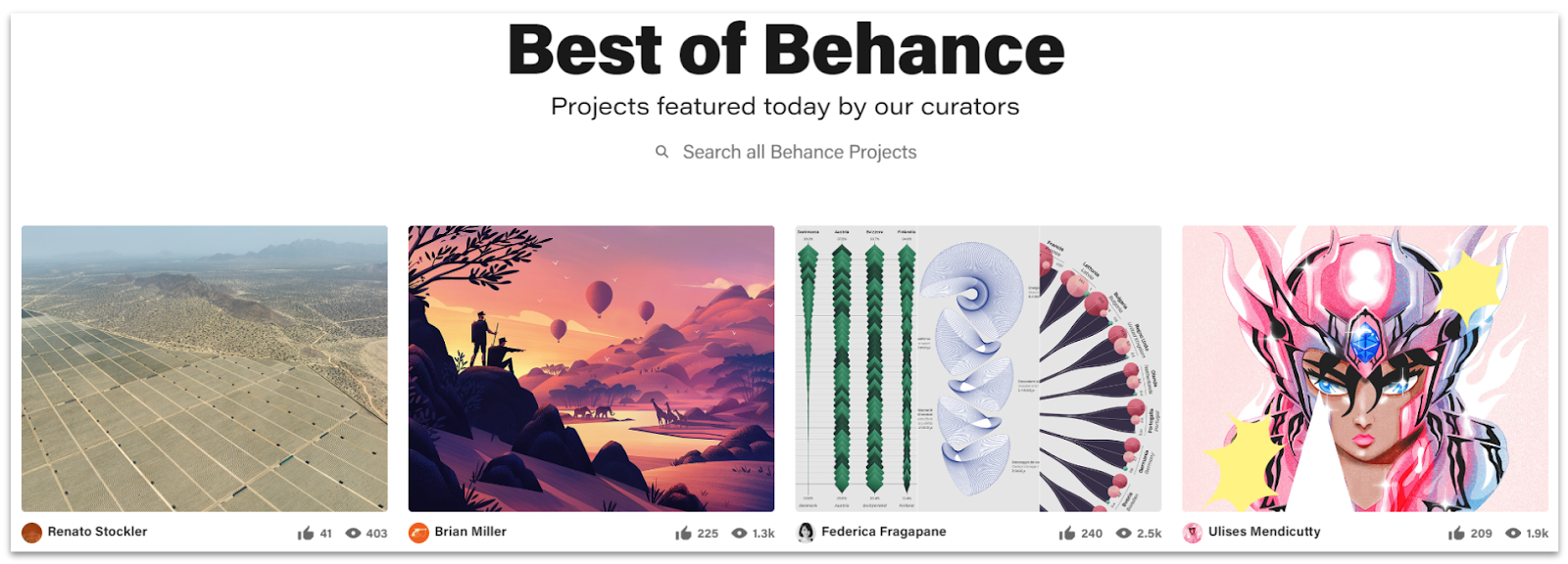 Behance discover page