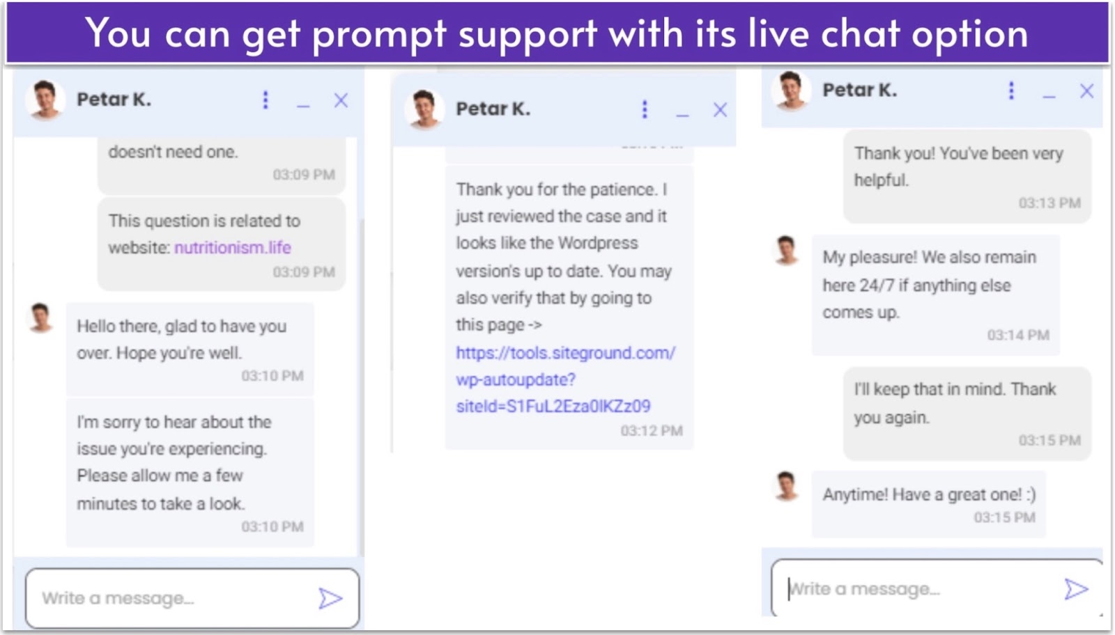 Graphic of SiteGround's live chat support