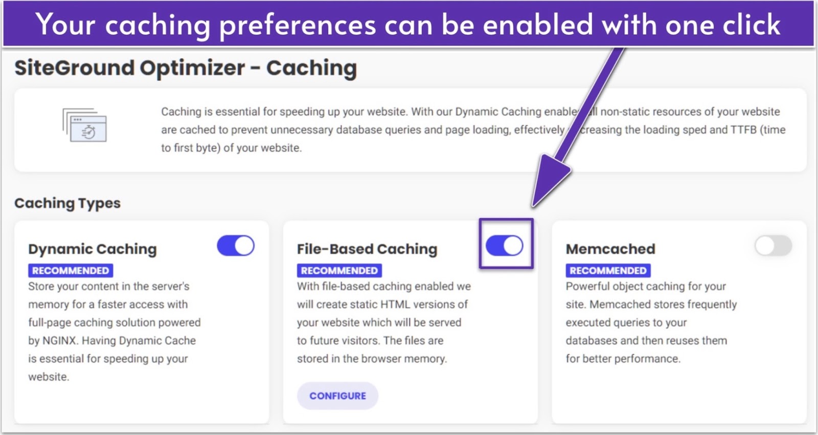 Graphic of SiteGround's Caching Optimizer for WordPress