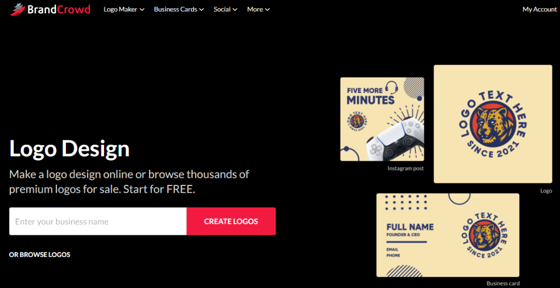 BrandCrowd Website Homepage