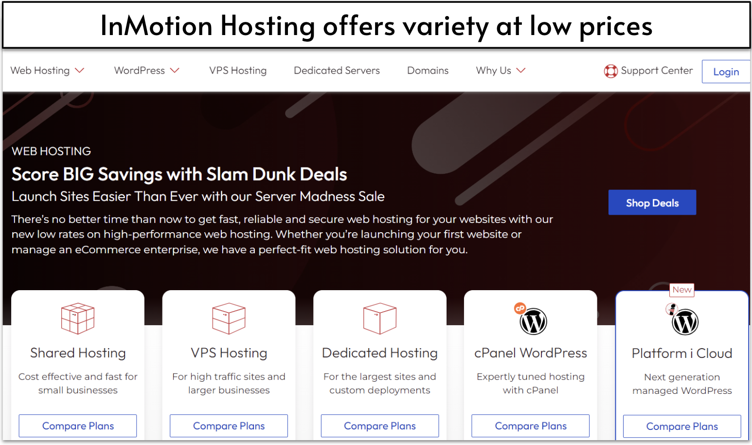 InMotion Hosting hosting plans