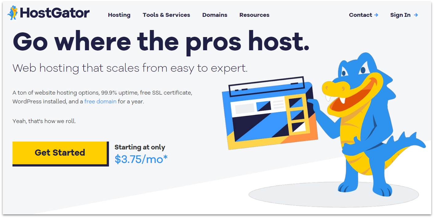HostGator home page