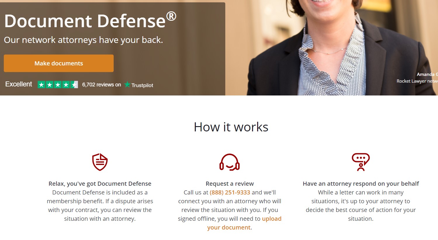 Rocket Lawyer Document Defense® features