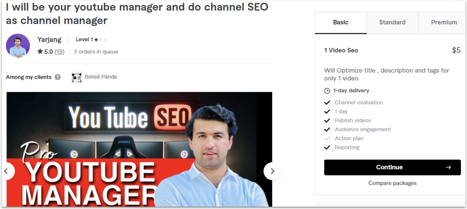 A YouTube Channel Manager gig from Fiverr user Yarjangbabur