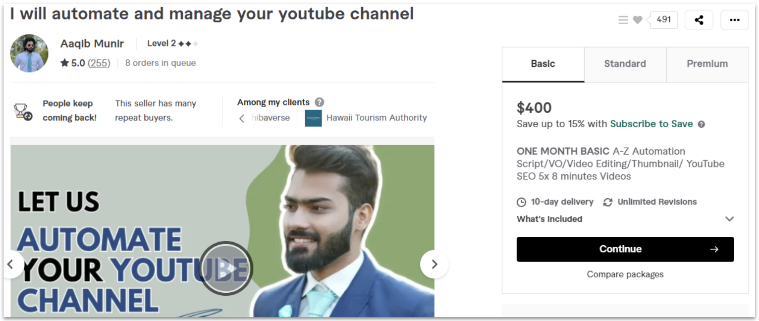 A YouTube Channel Manager gig from Fiverr user Aaqibmunir53