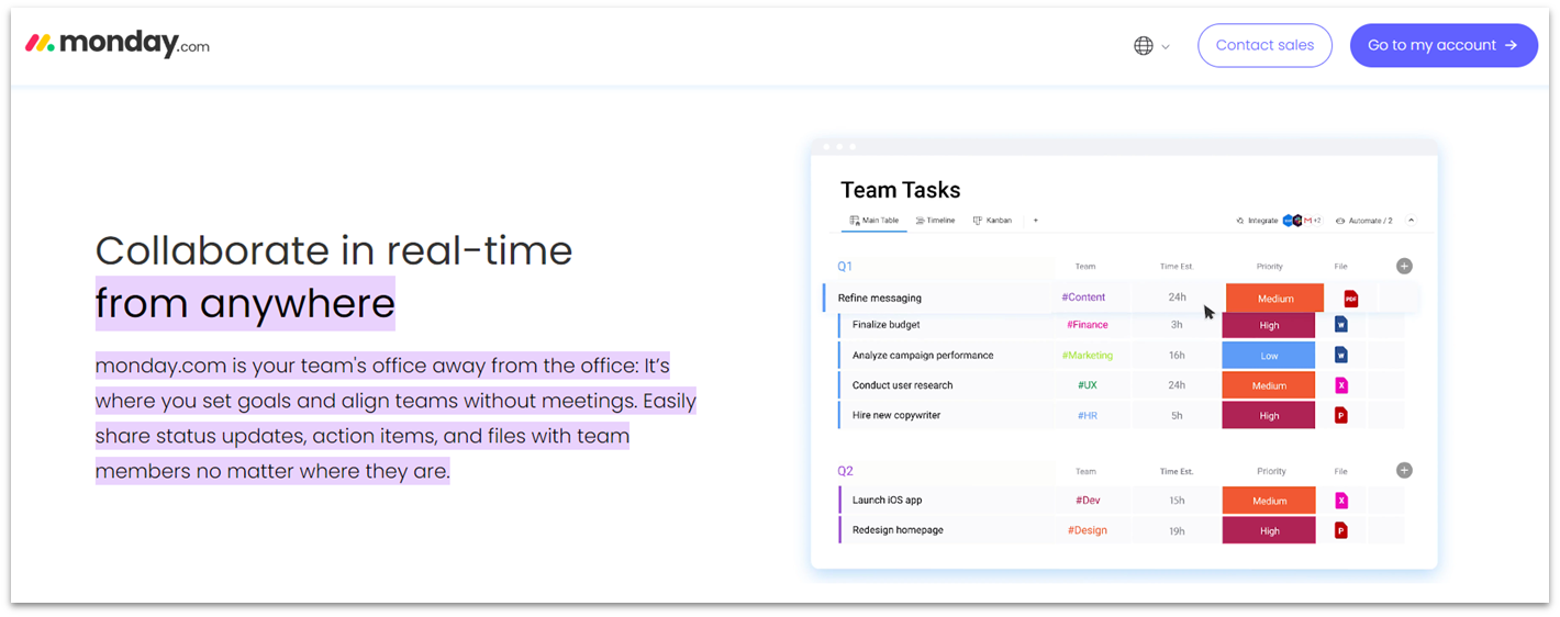 monday.com remote teams features