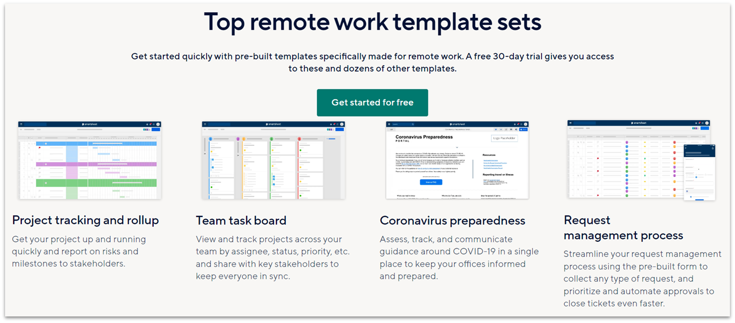 Smartsheet remote work templates