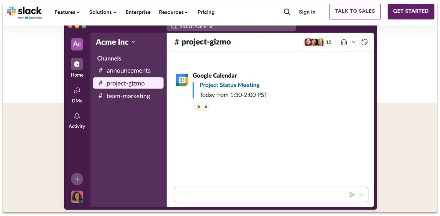 Slack homepage