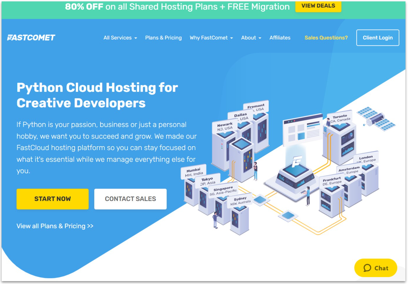 FastComet Python cloud hosting page