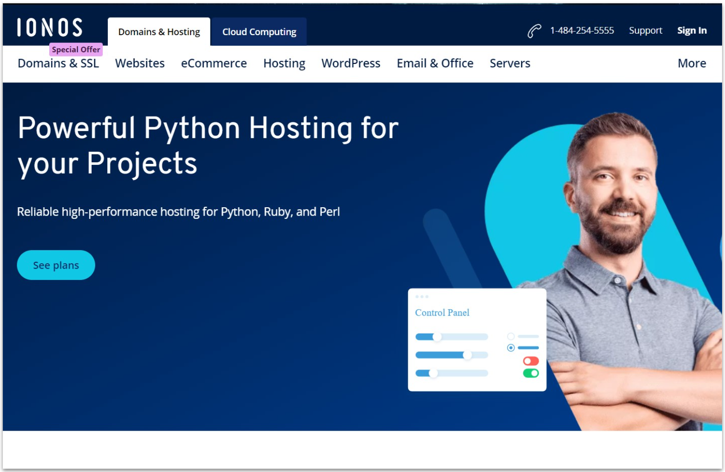IONOS Python hosting plans page