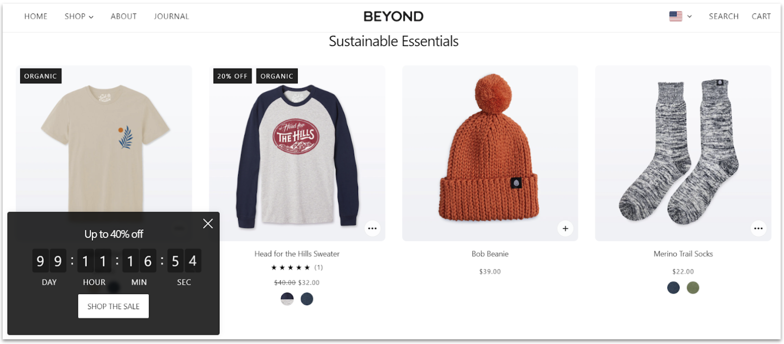 Shopify's Beyond theme for selling merchandise