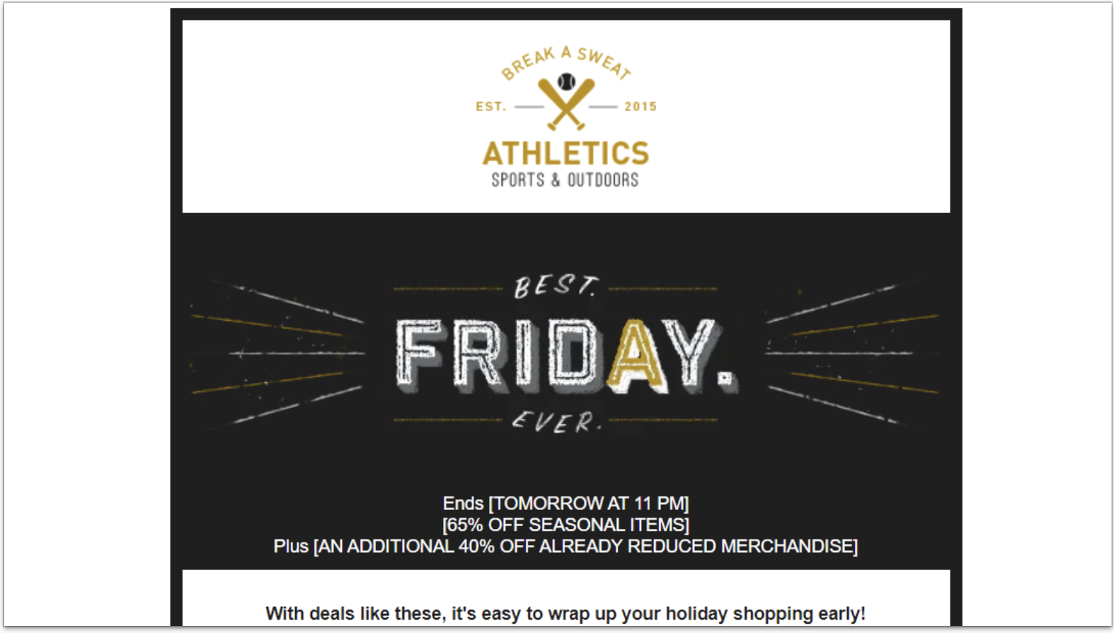 The Black Friday email template from Constant Contact