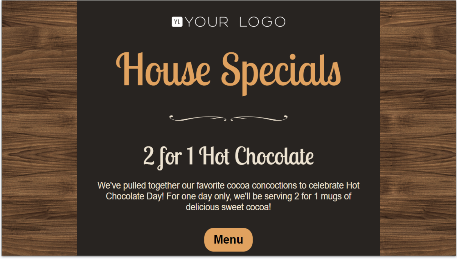 The Hot Chocolate Day Promo email template from Constant Contact