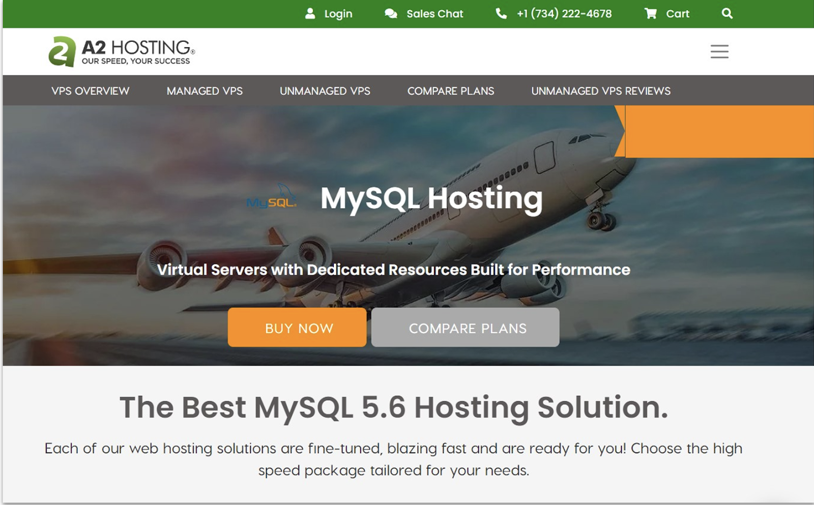 A2 Hosting MySQL splash page