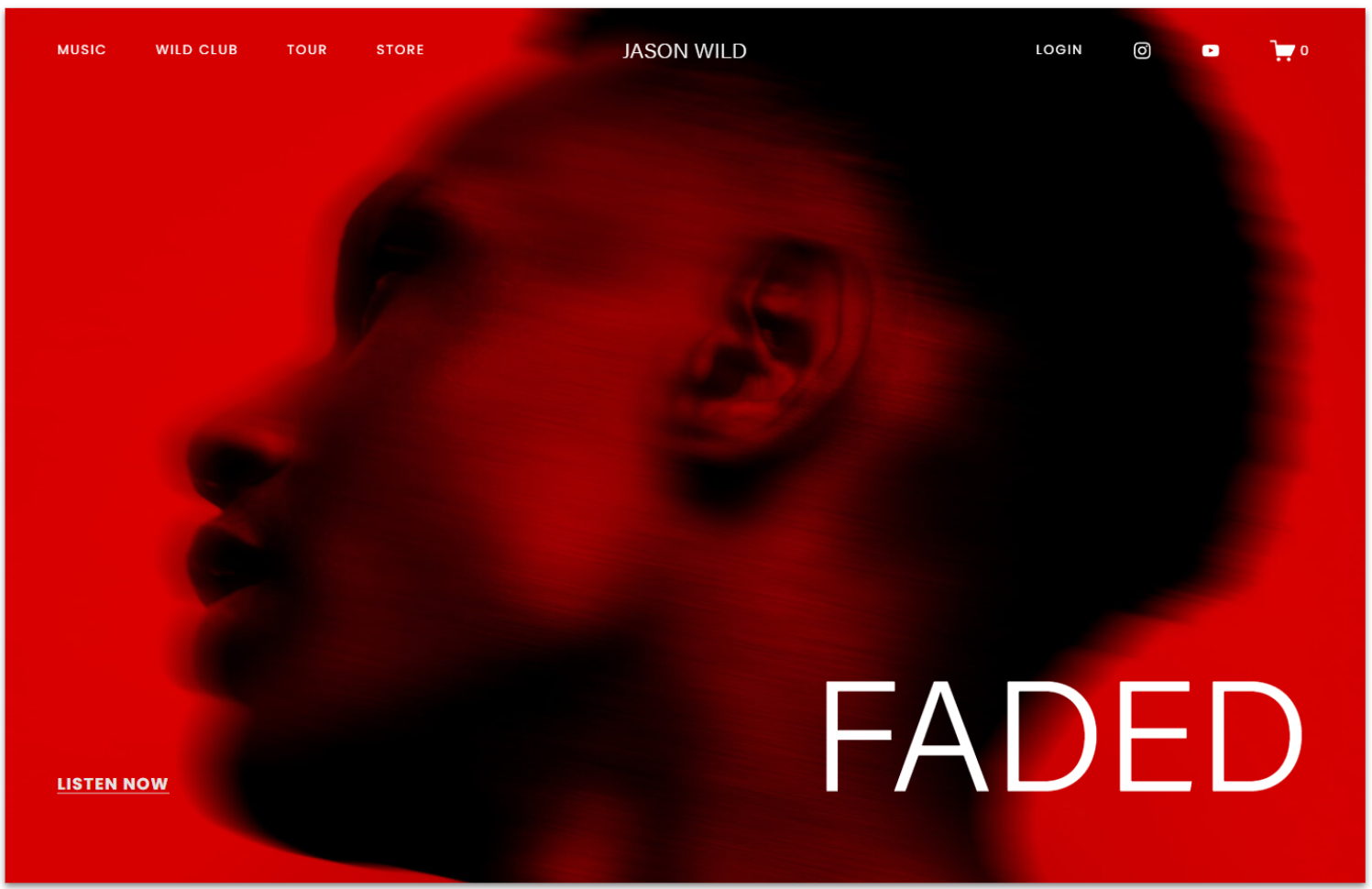 Squarespace's Jasonwild template homepage and header