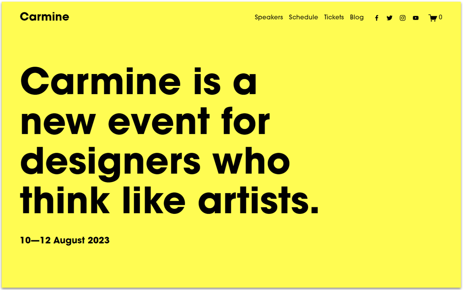 Squarespace's Carmine template homepage