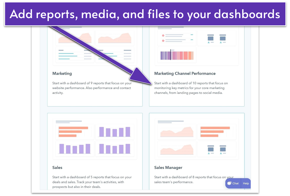 HubSpot team dashboards and reports