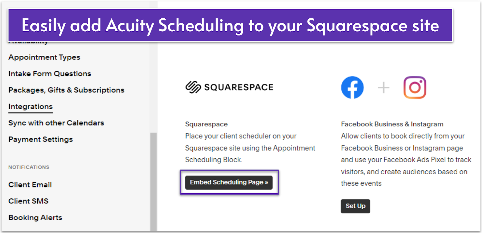 Adding Acuity Scheduling to Squarespace
