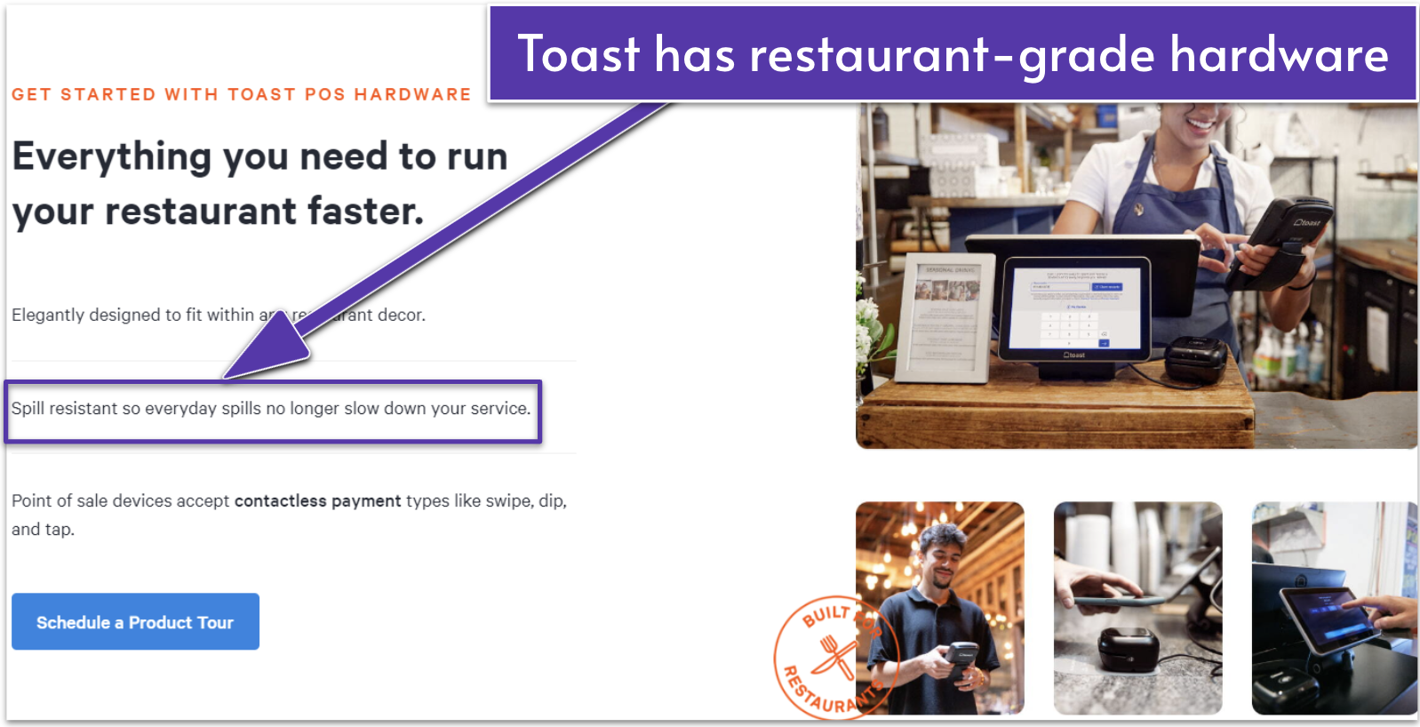 Toast restaurant hardware features