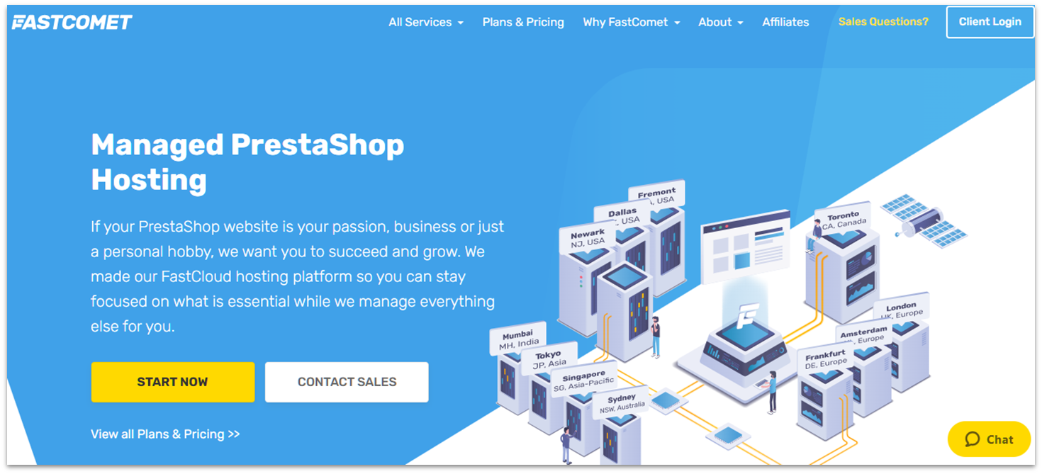 FastComet PrestaShop hosting page