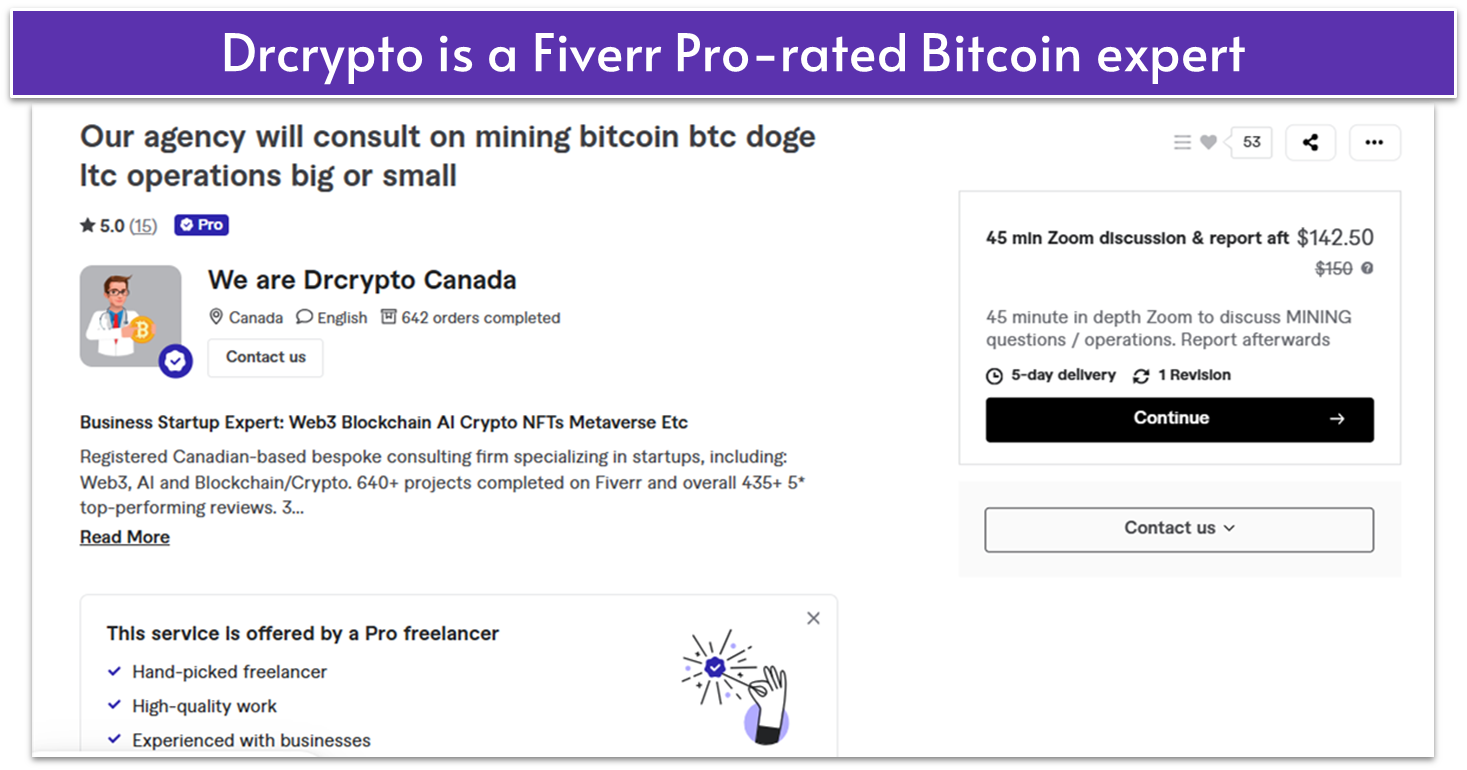 DrCrypto Fiverr gig page