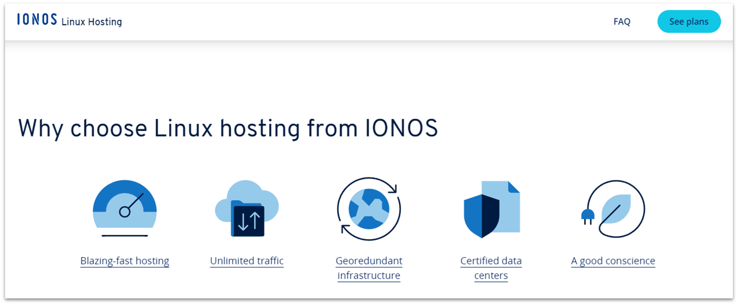 IONOS Linux hosting features