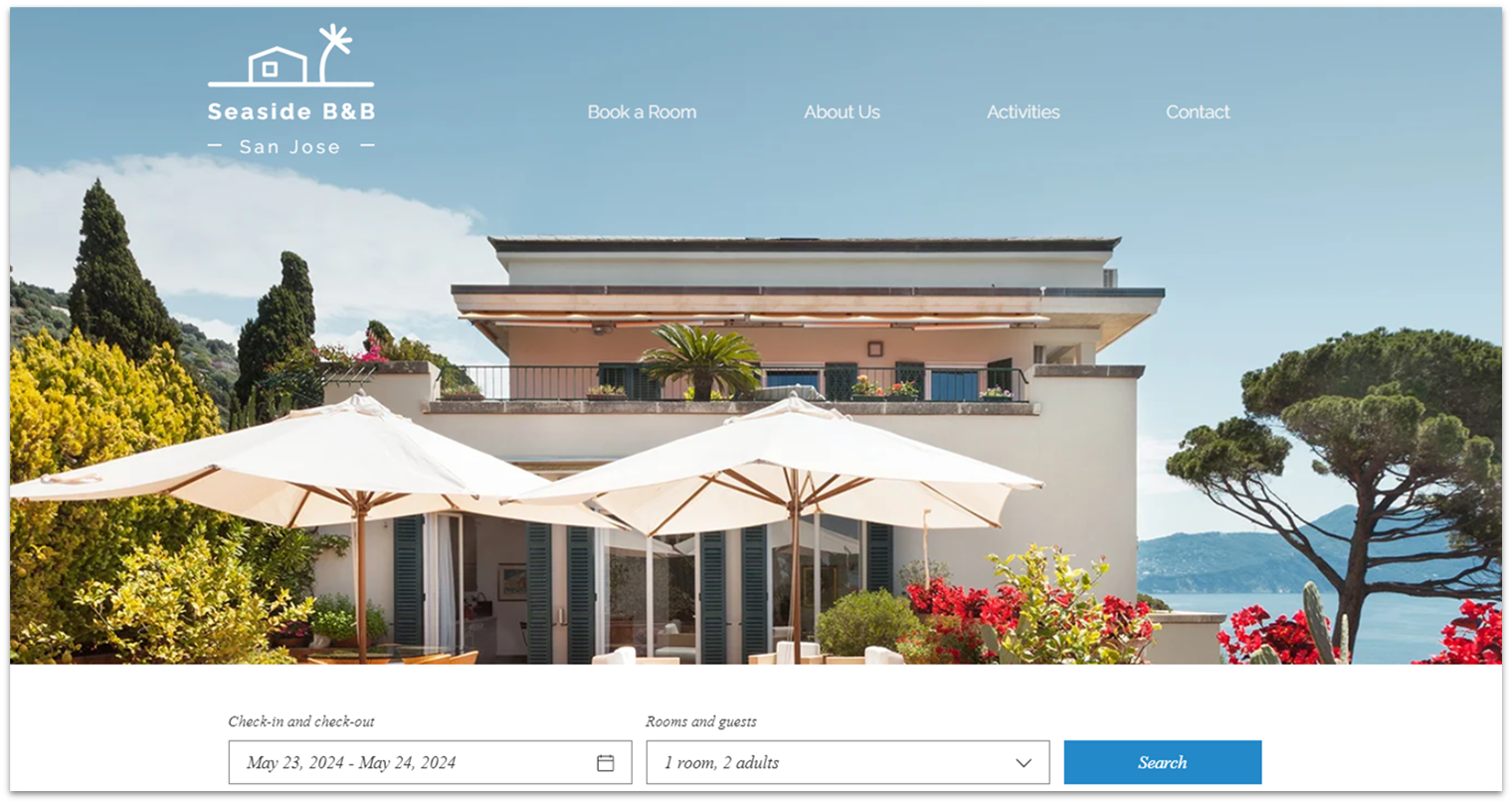 A vacation rental template from Wix